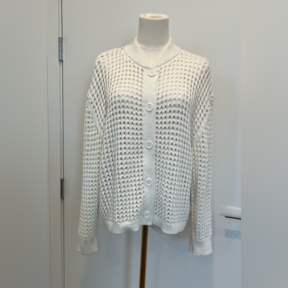 Vince Camuto Size: XL Women Cardigan  Button Up Knit New Ivory Daisy Daze - Picture 1 of 10